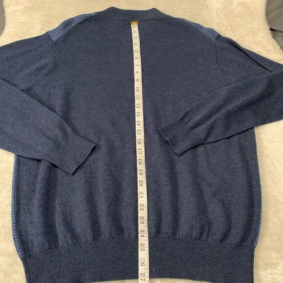 Peter Millar Sweater Mens Large Blue 1/4‎ Zip Merino Wool Blend Knit Golf - Picture 4 of 6